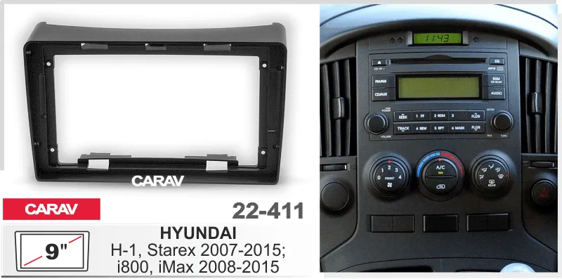 ���������� ����� Hyundai H-1, Starex 2007-15, i800, iMax 2008-15 (black) 9* 22-411